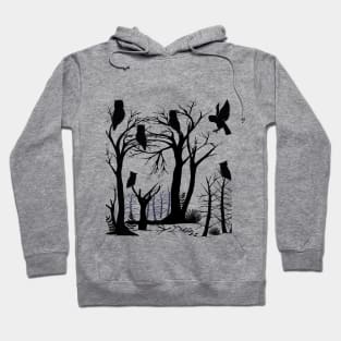 Mysterious Owls in Silhouette Hoodie